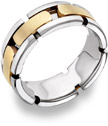 Link Design Wedding Band, 14K Two-Tone Gold