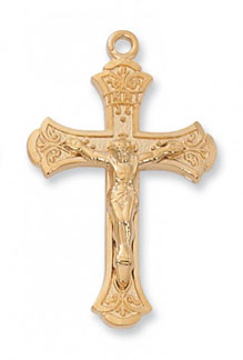 18K Gold Plated Silver Crucifix Pendant