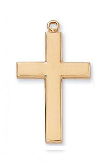 Beveled Cross Pendant, 18K Gold Plated Sterling Silver