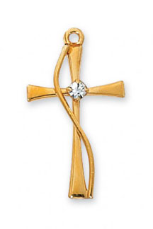CZ Accent Methodist Cross Pendant in 18K Gold Plated Silver