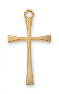 18K Gold Plated Silver Slender Cross Pendant