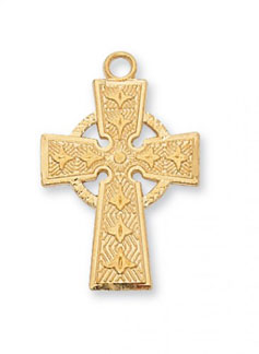 18K Gold Plated Silver Celtic Cross Pendant