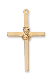 18K Gold Plated Silver Rope Cross Pendant