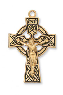 18K Gold Plated Silver Celtic Knot Crucifix Pendant