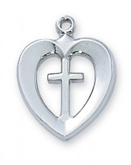 Heart Cross Pendant, Sterling Silver