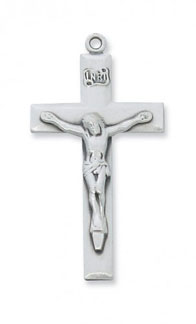 Beveled Crucifix Pendant, Sterling Silver