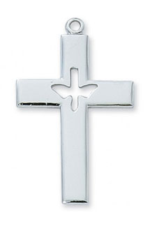 Dove Cross Pendant in Sterling Silver