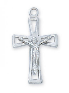 Modern Crucifix Pendant, Sterling Silver
