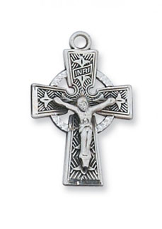 Celtic Crucifix Pendant, Sterling Silver