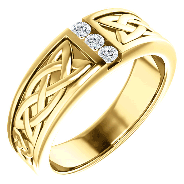 Diamond Celtic Wedding Band Rings for Men