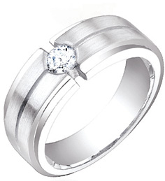 0.35 Carat Men's Solitaire Diamond Band in 14K White Gold