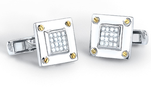 0.40 Carat Diamond Screw-design Cufflinks in 14K Two-Tone Gold