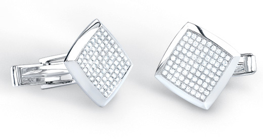 1 Carat Diamond Cuff Links in 14K White Gold