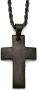 Black Stainless Steel Cross Necklace with Rope Chain