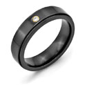 Black Titanium Ring with 14k Yellow Gold and Diamond Accent