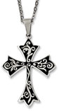 Filigree Paisley Cross Stainless Steel Necklace