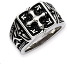 Stainless Steel Antiquated Cross Ring