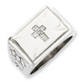 Stainless Steel Diamond Cross Ring
