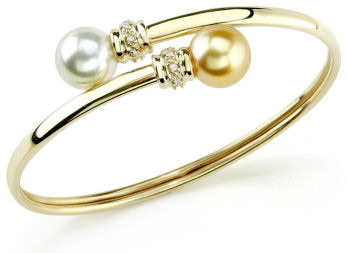 Yellow Gold & Diamond South Sea Bangle Pearl Bracelet