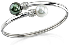White Gold & Diamond South Sea Bangle Pearl Bracelet
