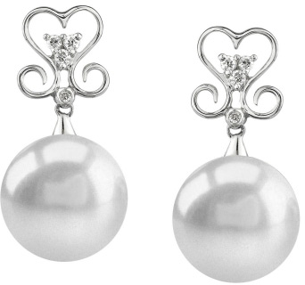 South Sea Pearl & Diamond Curl Earrings