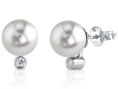 Akoya Diamond Pearl Stud Earrings