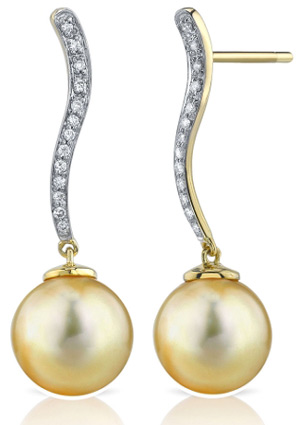 Golden Pearl & Diamond Celeste Earrings