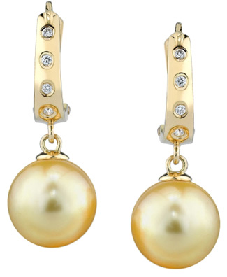 Golden Pearl & Diamond Hayley Earrrings