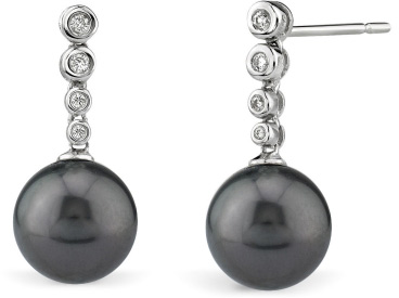 Tahitian South Sea Diamond Links Pearl Earrings