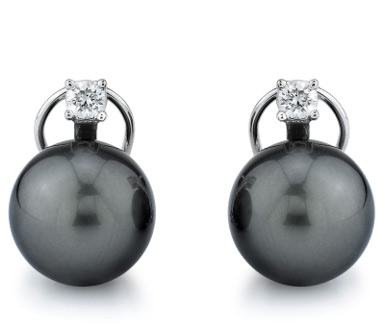 Tahitian Pearl Diamond Leverback Stud Earrings