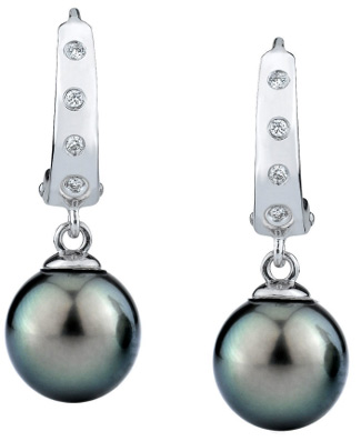 10mm Tahitian Pearl & Diamond Hayley Earrings
