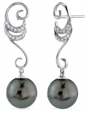 Tahitian Pearl & Diamond Opera Earrings