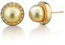 Golden Pearl Diamond Pave Stud Earrings