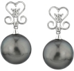 Tahitian Pearl & Diamond Curl Earrings