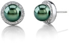 Tahitian Pearl Diamond Pave Stud Earrings