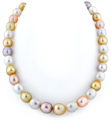 10-12mm Golden & Freshwater Off-Round Pearl Necklace