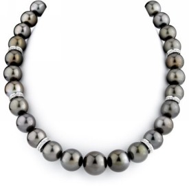 12-15mm Chocolate Tahitian Pearl Necklace with Rondelles