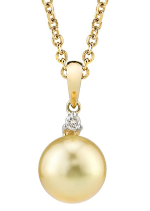 Golden Pearl & Diamond Stud Pendant