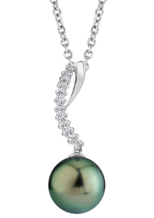 Tahitian Pearl & Diamond Crescent Pendant