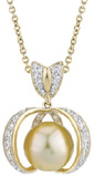Golden South Sea Pearl and Diamond Throne Pendant