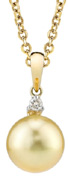Golden Pearl & Diamond Stud Pendant