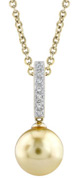 Golden Pearl Dangling Diamond Pendant