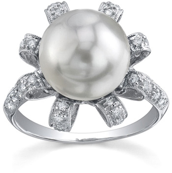 South Sea Pearl & Diamond Blossom Ring