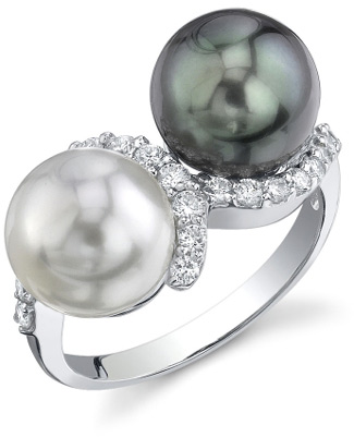 Two-Pearl South Sea Diamond Ring