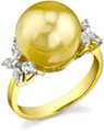 Golden Pearl & Diamond Floral Ring