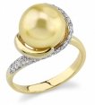Golden Pearl & Diamond Circle Ring