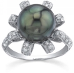 Tahitian Pearl & Diamond Blossom Ring