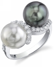 Two-Pearl South Sea Diamond Ring