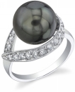 Tahitian Pearl & Diamond Crescent Ring