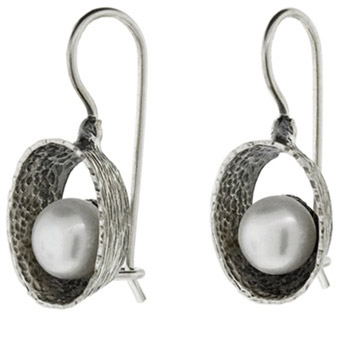 Encircled Pearl Earrings in Sterling Silver